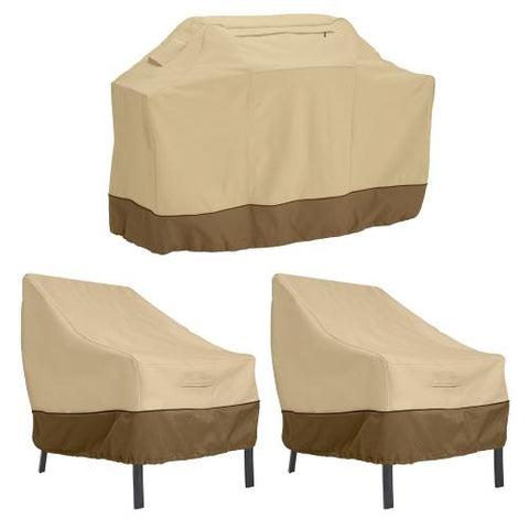 Image of Classic Accessories - 55-922-041503-00 - Veranda - 49 x 65 Inch Large Grill Cover and Patio Lounge Chair Cover Bundle