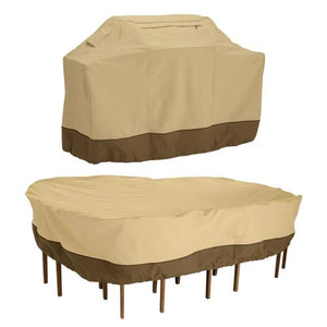 Classic Accessories - 55-923-031503-00 - Veranda - 49 x 60 Inch Medium Grill Cover and Large Rectangular/Oval Patio Table & Chair Set Cover